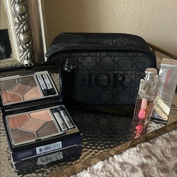 Dior beauty set with Black mesh makeup bag